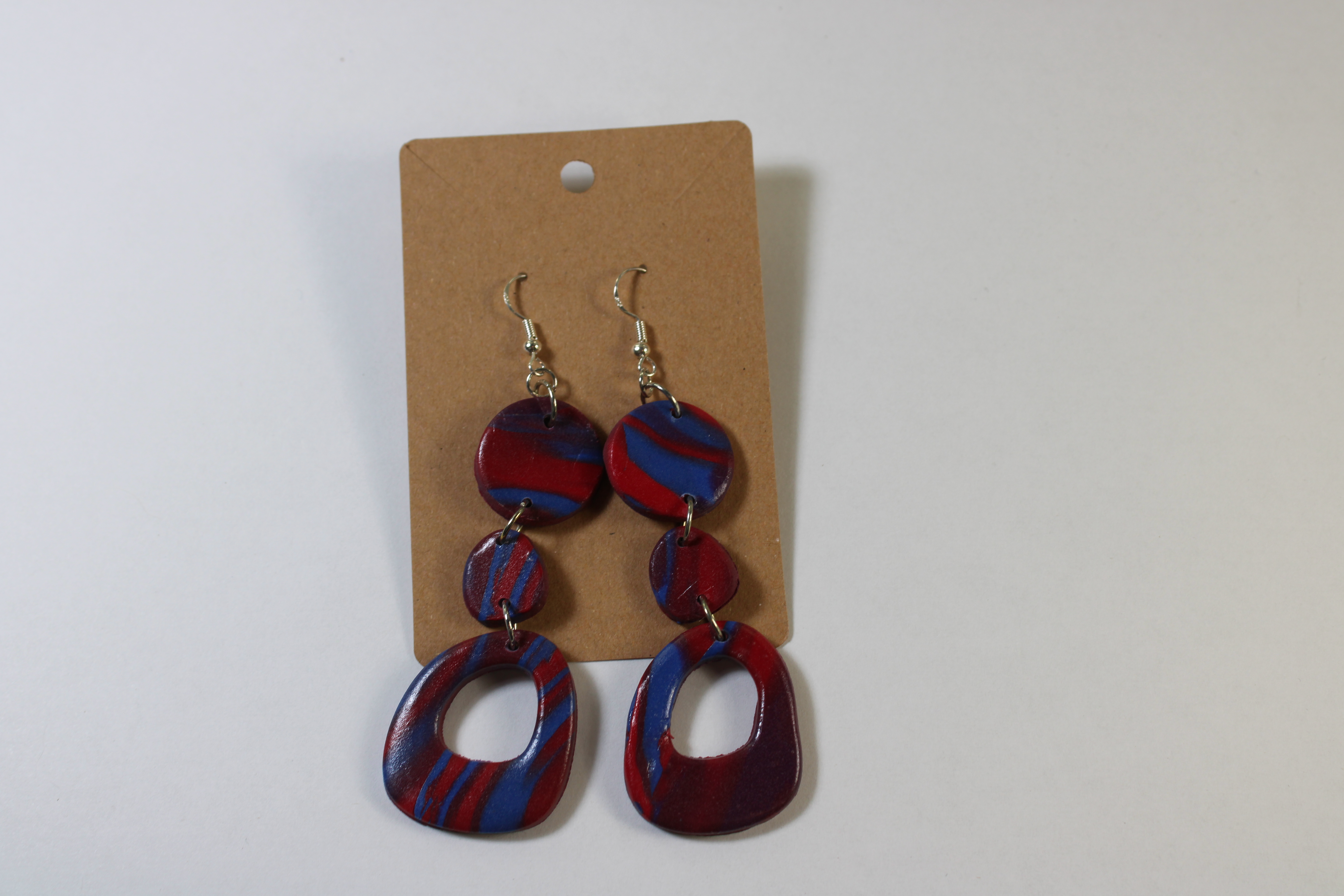 Bisexual Inspired Drop Earrings - Stacked Rounds on Display Card