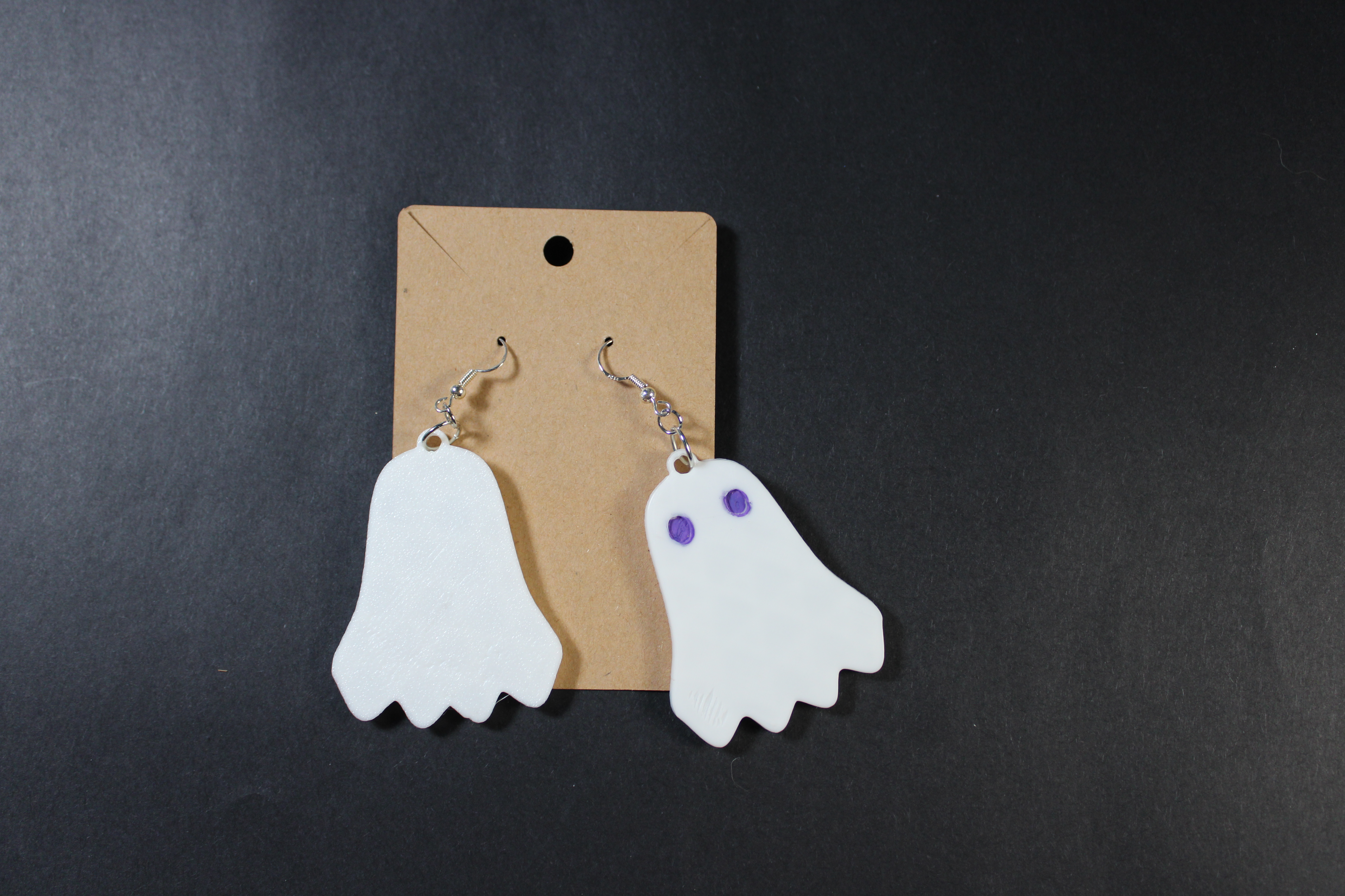 Ghost 3D Printed Earrings - Purple Eyes