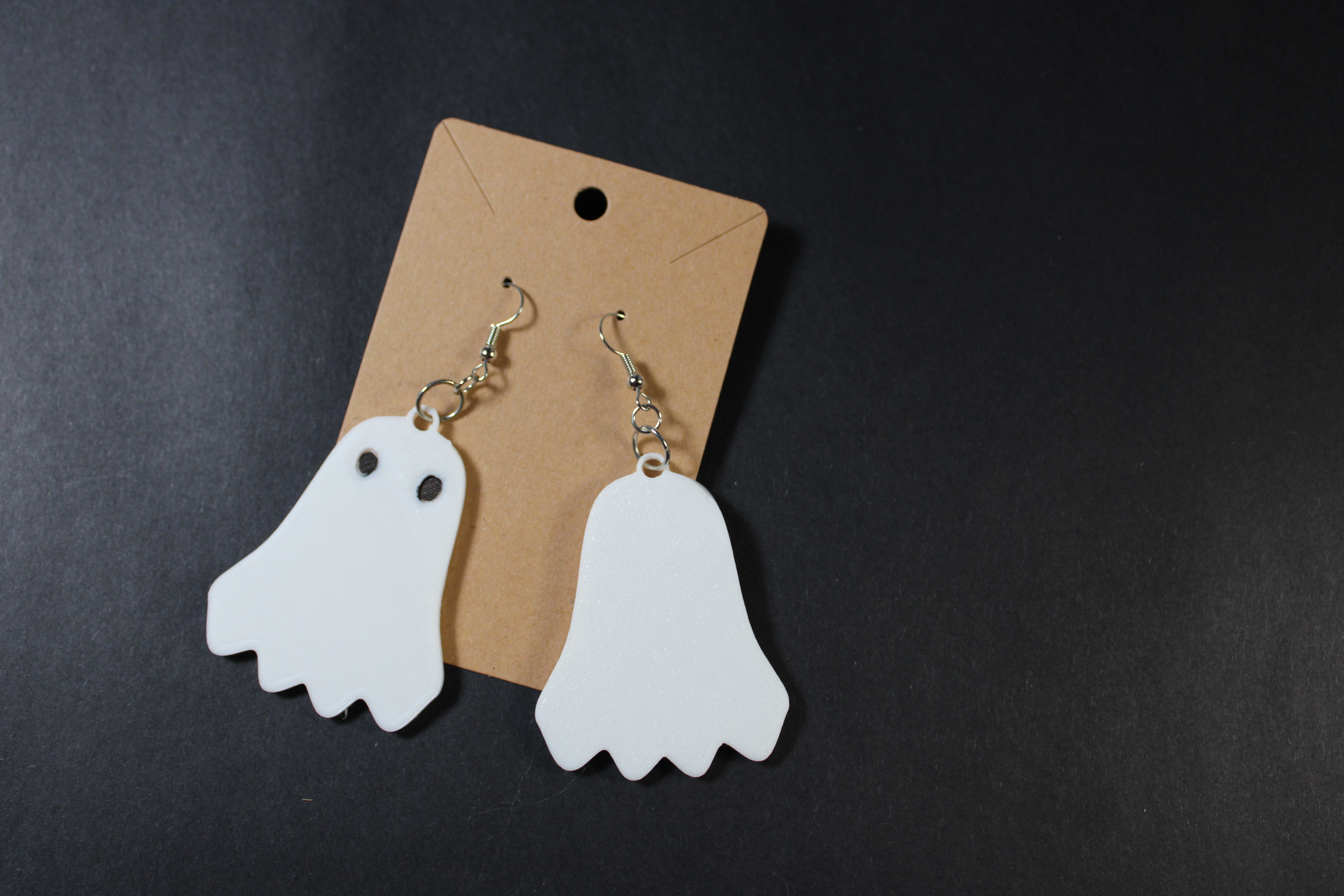 Ghost 3D Printed Earrings - Black Eyes