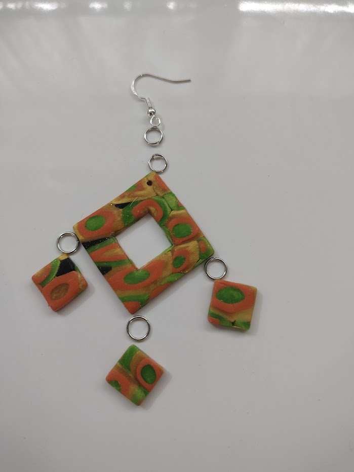 Fall Inspired Square Dangle with drops laid out before assemply