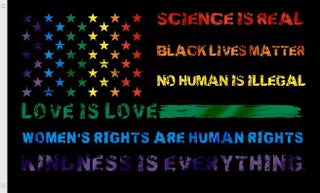 America Flag in Pride Colors with Beliefs