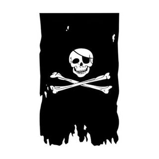 Pirate Flag - Skull and Crossbones, Tattered, Vertical