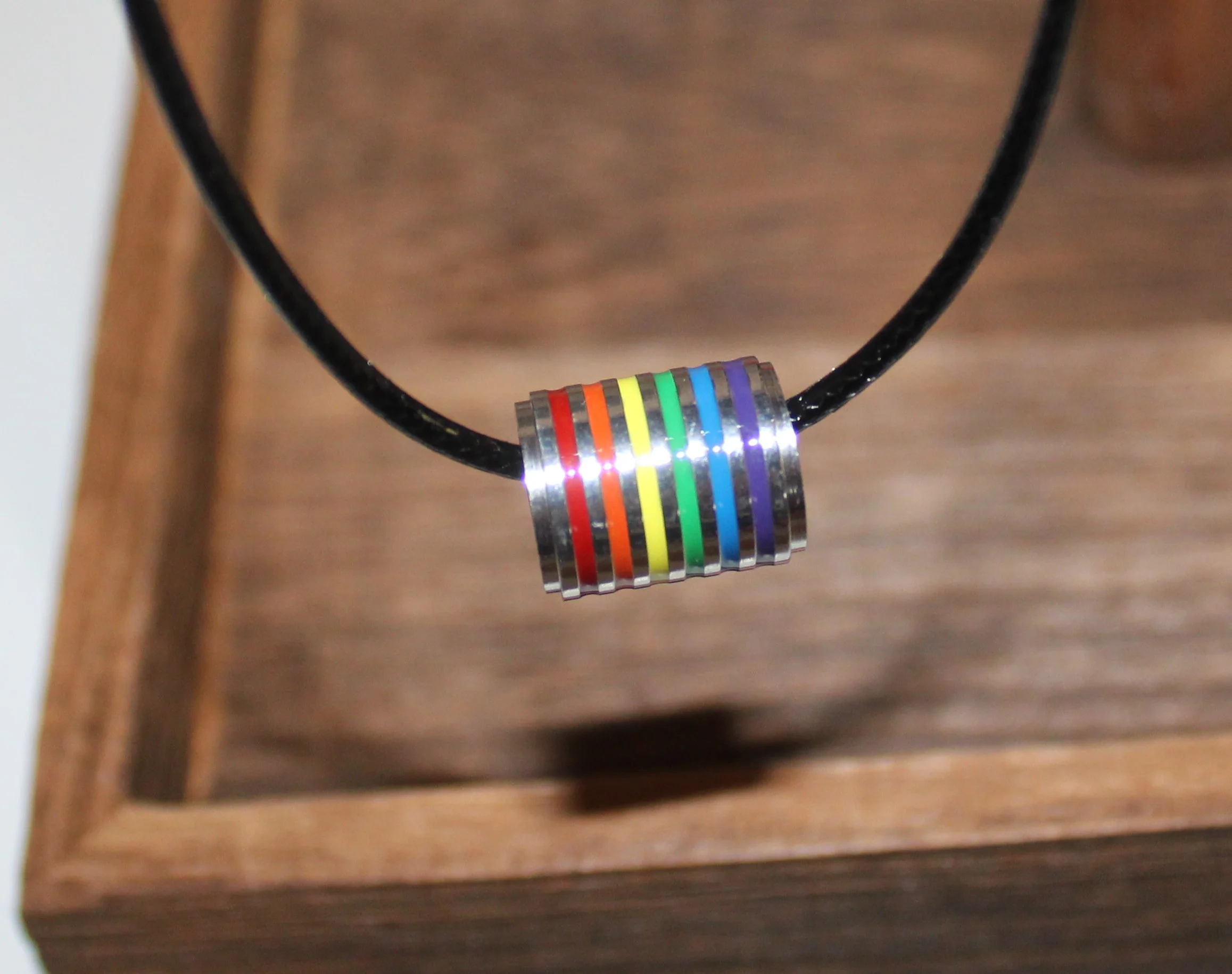 Stainless Steel with black wax coated rope