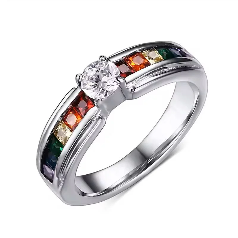 Engagement Style Rainbow Pride Ring