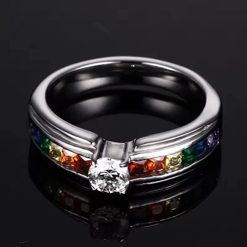 Engagement Style Rainbow Pride Ring