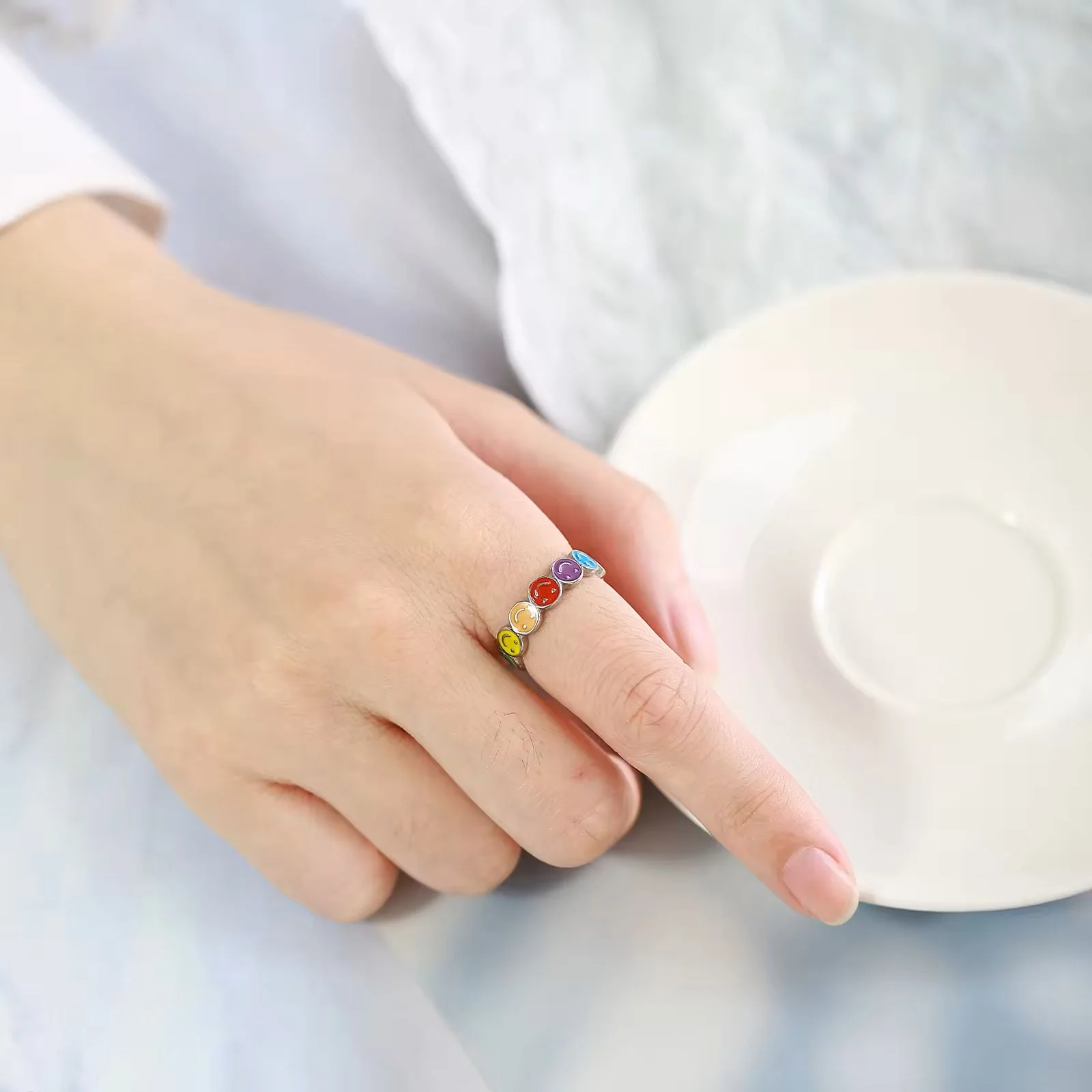 Smiling Rainbow Ring  on hand