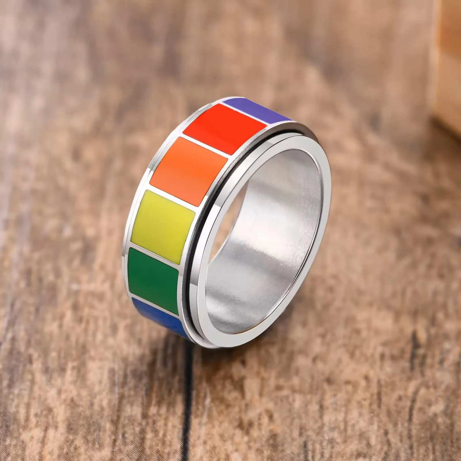 Steel Rianbow Spinner Ring