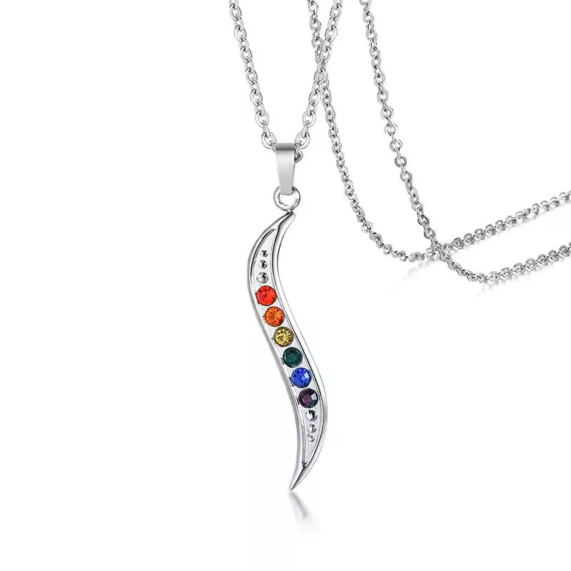 S Pendant with Rainbow Rhinestones