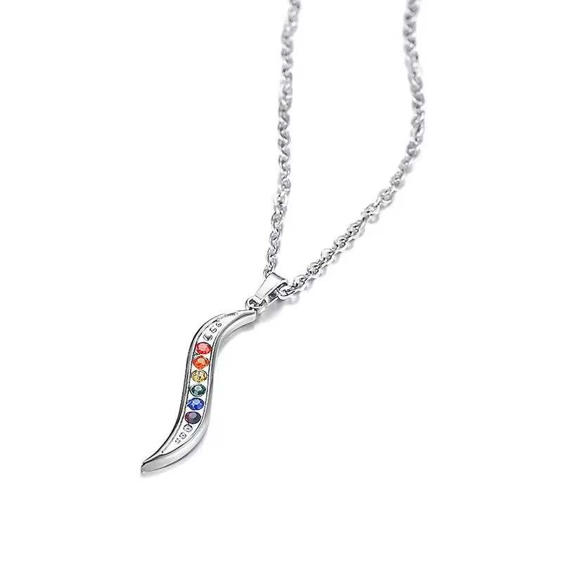 S Pendant with Rainbow Rhinestones