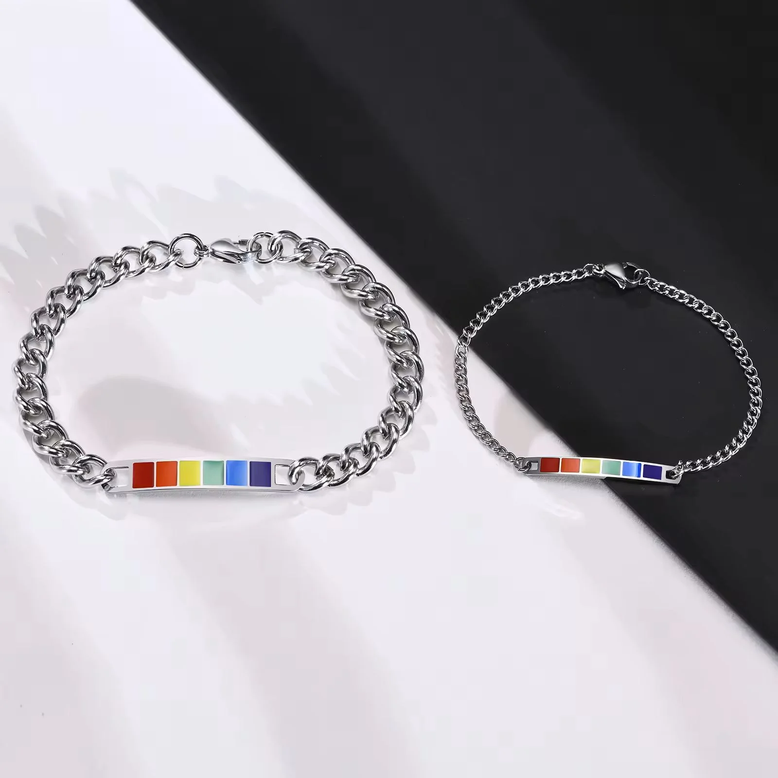 Rainbow Pride Bracelet - Stainless Large and small