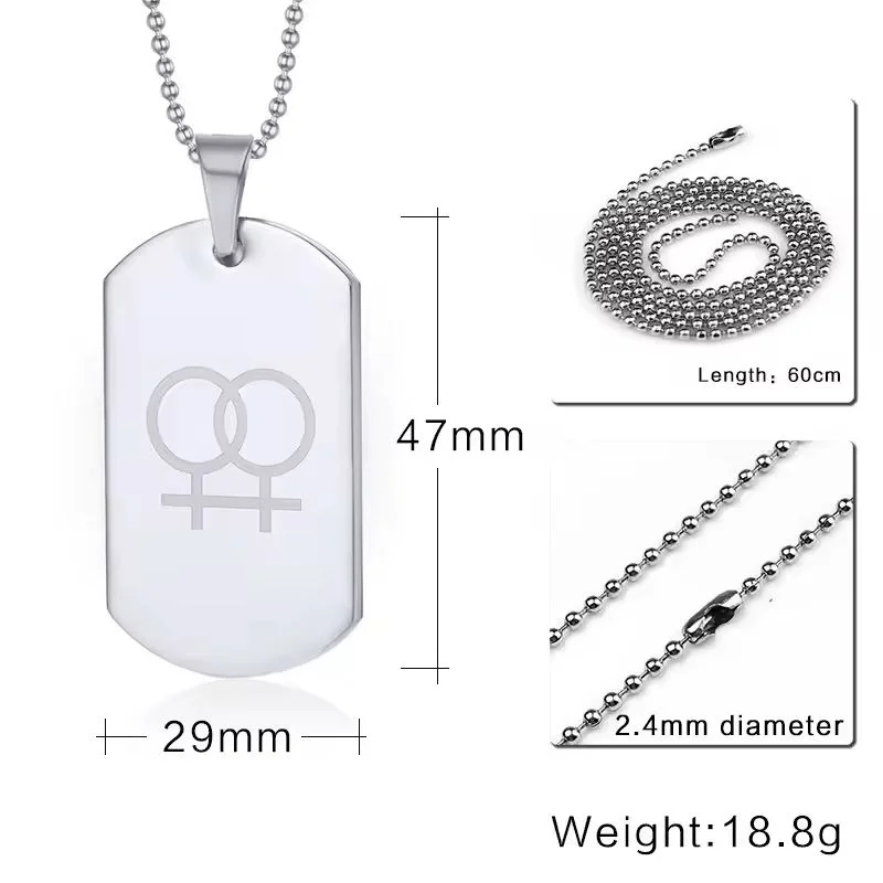 Double Venus Dog Tag (Lesbian) with measurements