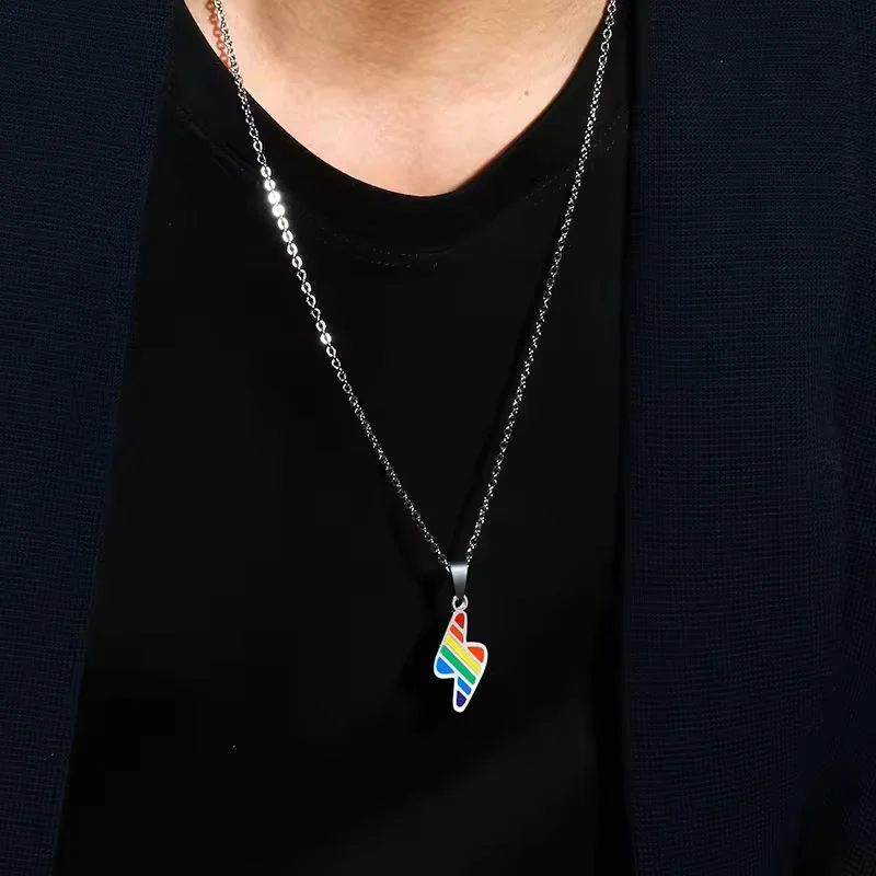  Lightning Pendant with Rainbow on person