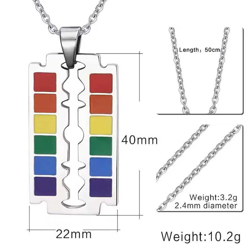  Rainbow Pride Razor Blade with measurements