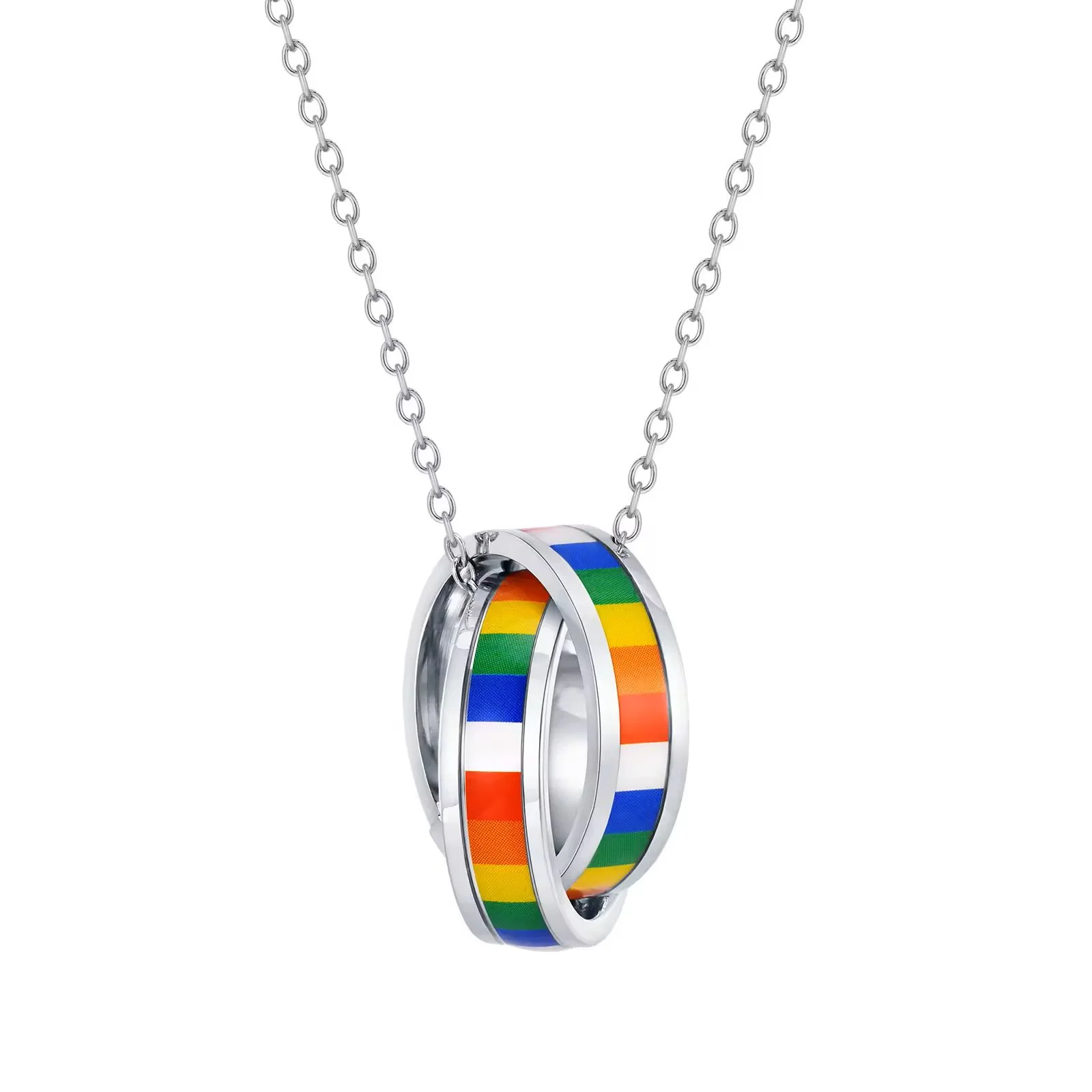 Double Ring Rainbow Pendant