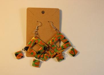 Fall Inspired Square Dangle with drops on Display Card