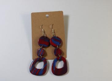 Bisexual Inspired Drop Earrings - Stacked Rounds on Display Card
