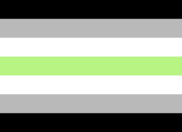 Agender Pride Flag: 7 equal sized striped, black, grey, white, green, white, grey, black