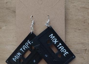 Mix Tape Earrings on display card