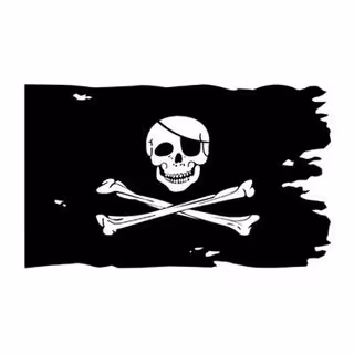 Pirate Flag - Skull and Crossbones, Tattered Horizontal