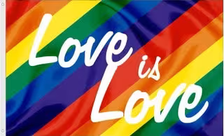 Love is Love with Diagonal Rainbow Flag